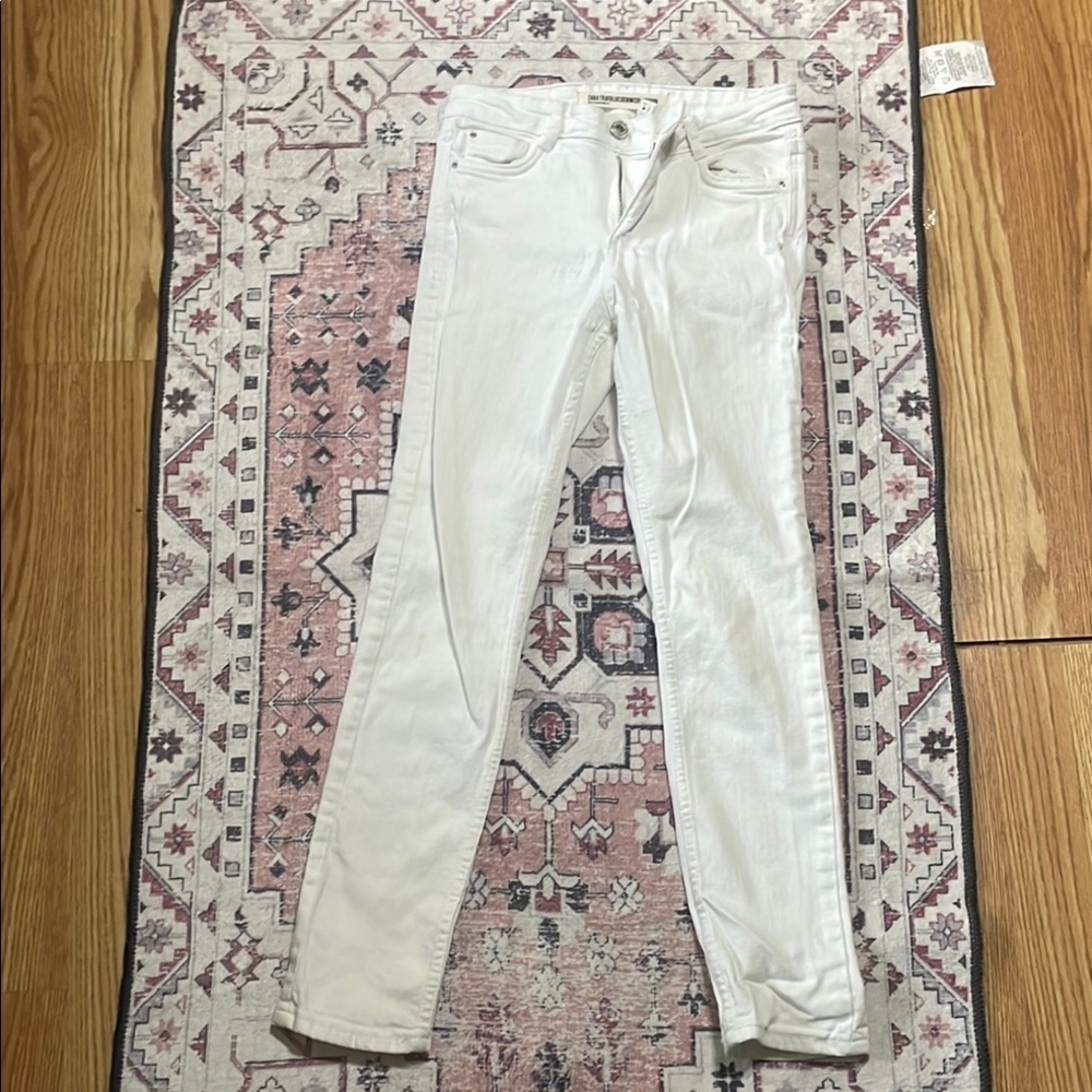 Vintage ZARA Women's White Skinny Jeans